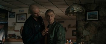 Movie still from “Imperium” (2016), directed by Daniel Ragussis – Two men standing next to each other in a room; Medium shot, Over the shoulder angle