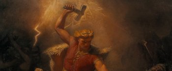 Movie still from “Imperium” (2016), directed by Daniel Ragussis – A painting of a man holding a hammer in his hand; Medium shot, Low angle
