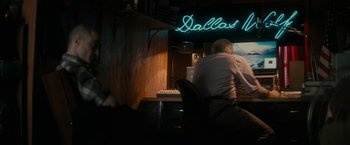 Movie still from “Imperium” (2016), directed by Daniel Ragussis – A man sitting in front of a computer keyboard; Medium shot, Over the shoulder angle