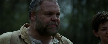 Movie still from “In Dubious Battle” (2016), directed by James Franco – A person with a beard; Close Up shot, Low angle