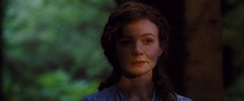 Movie still from “Far from the Madding Crowd” (2015), directed by Thomas Vinterberg – A person with long hair; Close Up shot, Over the shoulder angle