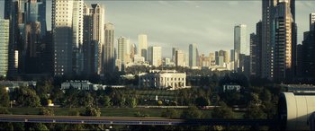 Movie still from “Independence Day: Resurgence” (2016), directed by Roland Emmerich – A view of the white house from a distance; Extreme Wide shot, High angle