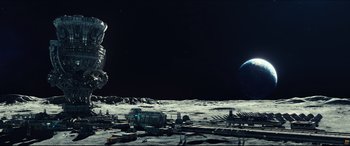 Movie still from “Independence Day: Resurgence” (2016), directed by Roland Emmerich – An image of an open space on the moon; Extreme Wide shot, High angle