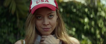 Movie still from “Ingrid Goes West” (2017), directed by Matt Spicer – A person wearing a hat; Close Up shot, Low angle