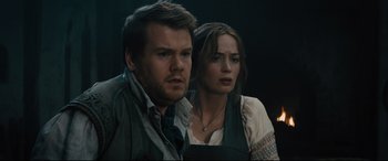 Movie still from “Into the Woods” (2014), directed by Rob Marshall – A man and a woman standing next to each other; Close Up shot, Over the shoulder angle