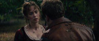 Movie still from “Into the Woods” (2014), directed by Rob Marshall – A man and a woman talking to each other; Close Up shot, Over the shoulder angle