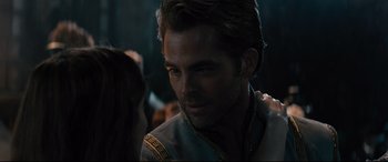 Movie still from “Into the Woods” (2014), directed by Rob Marshall – A person with a beard; Close Up shot, Over the shoulder angle