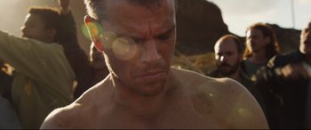 Movie still from “Jason Bourne” (2016), directed by Paul Greengrass – A man's face in the sunlight; Close Up shot, Low angle