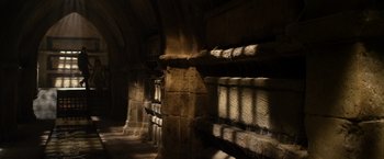 Movie still from “Jack the Giant Slayer” (2013), directed by Bryan Singer – A room filled with lots of light coming from the windows; Extreme Wide shot, High angle