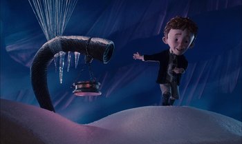 Movie still from “James and the Giant Peach” (1996), directed by Henry Selick – A scene from the animated movie frozen; Wide shot, Low angle