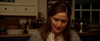 Movie still from “Juliet, Naked” (2018), directed by Jesse Peretz – A person wearing a shirt; Close Up shot, Over the shoulder angle