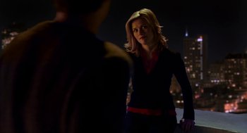 Movie still from “Just Like Heaven” (2005), directed by Mark Waters – A woman standing in front of a man in the dark; Medium shot, Over the shoulder angle