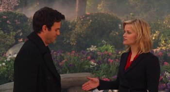 Movie still from “Just Like Heaven” (2005), directed by Mark Waters – A man and a woman talking to one another; Medium shot, Over the shoulder angle