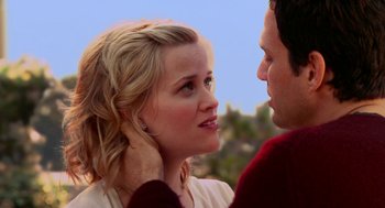 Movie still from “Just Like Heaven” (2005), directed by Mark Waters – A person with a person with their hand on their head; Close Up shot, Over the shoulder angle