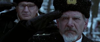 Movie still from “K-19: The Widowmaker” (2002), directed by Kathryn Bigelow – An old man with a beard and a hat; Close Up shot, Low angle