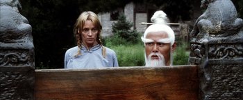 Movie still from “Kill Bill: Vol. 2” (2004), directed by Quentin Tarantino – Medium shot, Over the shoulder angle