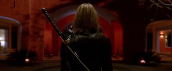 Movie still from “Kill Bill: Vol. 2” (2004), directed by Quentin Tarantino – Medium shot, Low angle