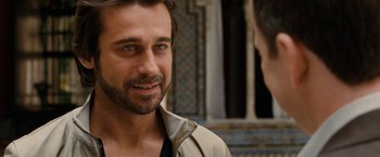 Movie still from “Knight and Day” (2010), directed by James Mangold – A person wearing a jacket; Close Up shot, Over the shoulder angle