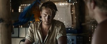 Movie still from “Kon-Tiki” (2012), directed by Espen Sandberg – A person wearing a shirt; Close Up shot, Low angle