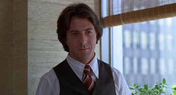Movie still from “Kramer vs. Kramer” (1979), directed by Robert Benton – A person wearing a vest and a tie; Close Up shot, Low angle