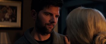 Movie still from “Krampus” (2015), directed by Michael Dougherty – A person wearing a sweater; Close Up shot, Over the shoulder angle