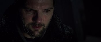 Movie still from “Krampus” (2015), directed by Michael Dougherty – A person with a beard; Close Up shot, Low angle