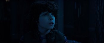 Movie still from “Krampus” (2015), directed by Michael Dougherty – A young boy is looking into the distance; Close Up shot, Low angle