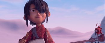 Movie still from “Kubo and the Two Strings” (2016), directed by Travis Knight – A person's face in a movie; Close Up shot, Low angle