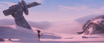 Movie still from “Kubo and the Two Strings” (2016), directed by Travis Knight – An image of an animated character in the desert; Extreme Wide shot, High angle