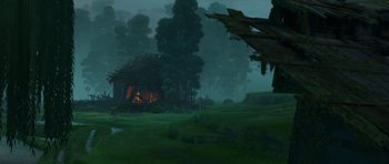 Movie still from “Kung Fu Panda 2” (2011), directed by Jennifer Yuh Nelson – An image of an outdoor scene in the night time; Extreme Wide shot, Low angle