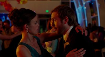 Movie still from “Laggies” (2014), directed by Lynn Shelton – A man and a woman dancing together in a room; Close Up shot, Over the shoulder angle