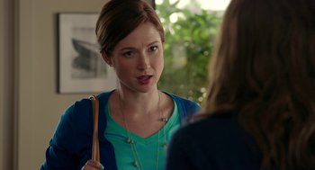 Movie still from “Laggies” (2014), directed by Lynn Shelton – A young woman talking to another young woman; Close Up shot, Over the shoulder angle
