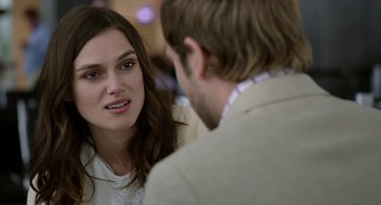 Movie still from “Laggies” (2014), directed by Lynn Shelton – A man and a woman talking to each other; Close Up shot, Over the shoulder angle