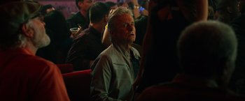 Movie still from “Last Vegas” (2013), directed by Jon Turteltaub – An older man sitting in front of an audience; Close Up shot, Over the shoulder angle