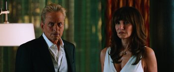 Movie still from “Last Vegas” (2013), directed by Jon Turteltaub – A man and a woman standing next to each other; Close Up shot, Over the shoulder angle