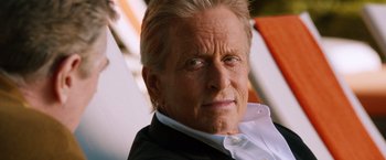 Movie still from “Last Vegas” (2013), directed by Jon Turteltaub – An older man wearing a white shirt and a black jacket; Close Up shot, Over the shoulder angle