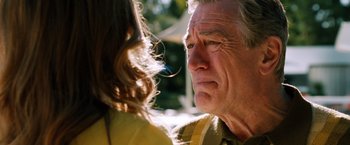 Movie still from “Last Vegas” (2013), directed by Jon Turteltaub – An older man and a younger woman face to face; Close Up shot, Over the shoulder angle