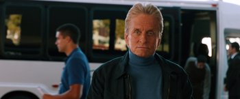 Movie still from “Last Vegas” (2013), directed by Jon Turteltaub – An older man in a blue shirt and a black jacket; Close Up shot, Over the shoulder angle