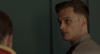 Movie still from “Life After Beth” (2014), directed by Jeff Baena – A person looking at the camera; Close Up shot, Over the shoulder angle