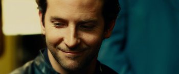 Movie still from “Limitless” (2011), directed by Neil Burger – A man's face with his eyes wide open; Close Up shot, Over the shoulder angle