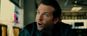 Movie still from “Limitless” (2011), directed by Neil Burger – A person with a surprised look on his face; Close Up shot, High angle