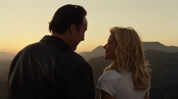 Movie still from “Love & Mercy” (2014), directed by Bill Pohlad – A man and a woman standing next to each other on top of a hill; Close Up shot, Low angle