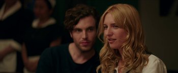 Movie still from “Madame” (2017), directed by Amanda Sthers – A man and a woman sitting next to each other; Close Up shot, Over the shoulder angle