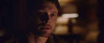 Movie still from “Little Fish” (2020), directed by Chad Hartigan – A person looking at the camera; Close Up shot, Over the shoulder angle