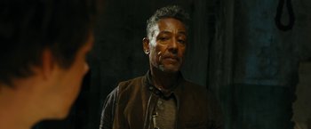 Movie still from “Maze Runner: The Death Cure” (2018), directed by Wes Ball – A person wearing a jacket; Close Up shot, Low angle