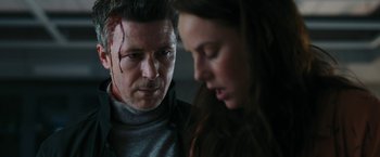 Movie still from “Maze Runner: The Death Cure” (2018), directed by Wes Ball – A man and a woman looking at one another; Close Up shot, Over the shoulder angle