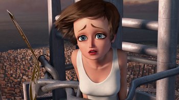 Movie still from “Megamind” (2010), directed by Tom McGrath – An animated woman with a sad look on her face; Close Up shot, High angle