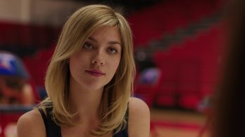 Movie still from “Men, Women & Children” (2014), directed by Jason Reitman – A beautiful young lady with long blonde hair; Close Up shot, Low angle