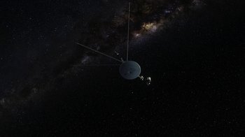 Movie still from “Men, Women & Children” (2014), directed by Jason Reitman – An image of a satellite in the sky at night; Extreme Wide shot, Overhead angle
