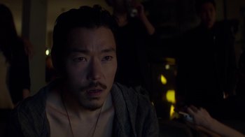 Movie still from “Money Monster” (2016), directed by Jodie Foster – A person with a camera; Close Up shot, High angle